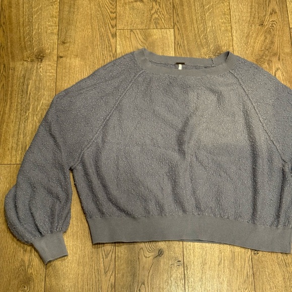 Free People “Found My Friend” Purple Gray Crew Neck Cropped Pullover - Picture 5 of 16